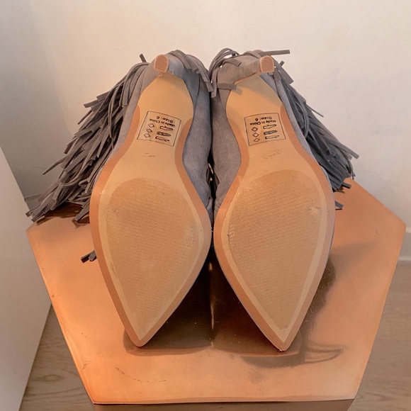 Shoe Republic LA Grey Suede Fringe Booties - Picture 5 of 5